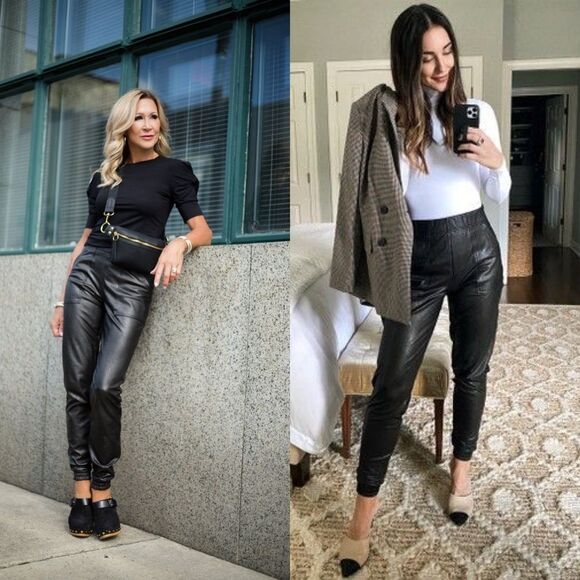 SPANX Pants - SPANX Faux Leather Black Jogger Pants Small Blogger Favorite Chic Minimal Fall